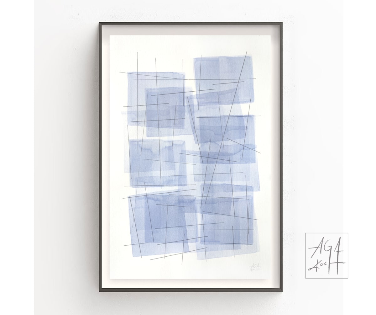 Light Blue Study with Lines by Aga Koch 