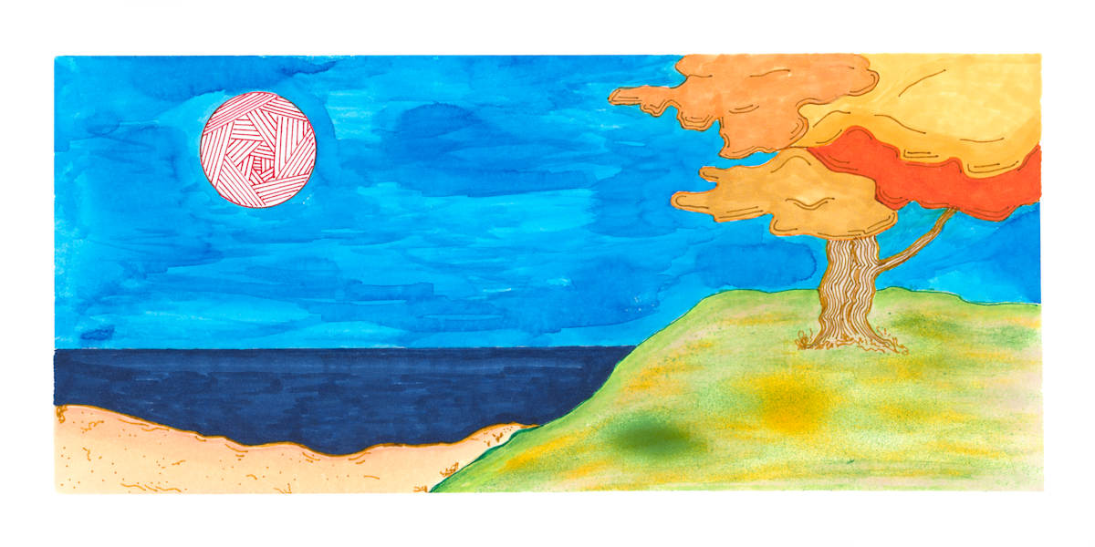 103 Landscape with tree and sun by Timothy Ray Horn 