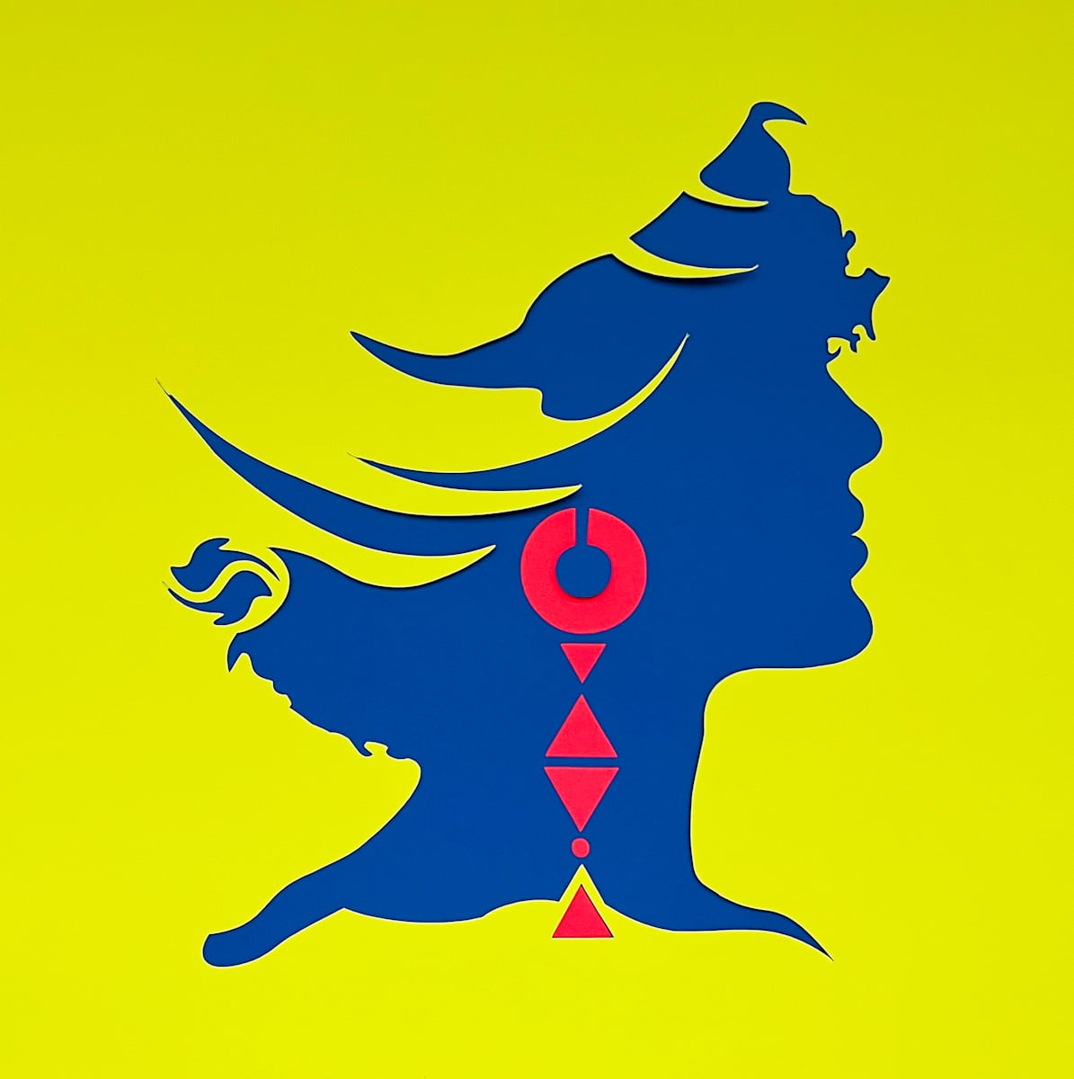 Dame on Dock (yellow) by Jessey Jansen  Image: 12 x12 paper-cut graphic portraiture