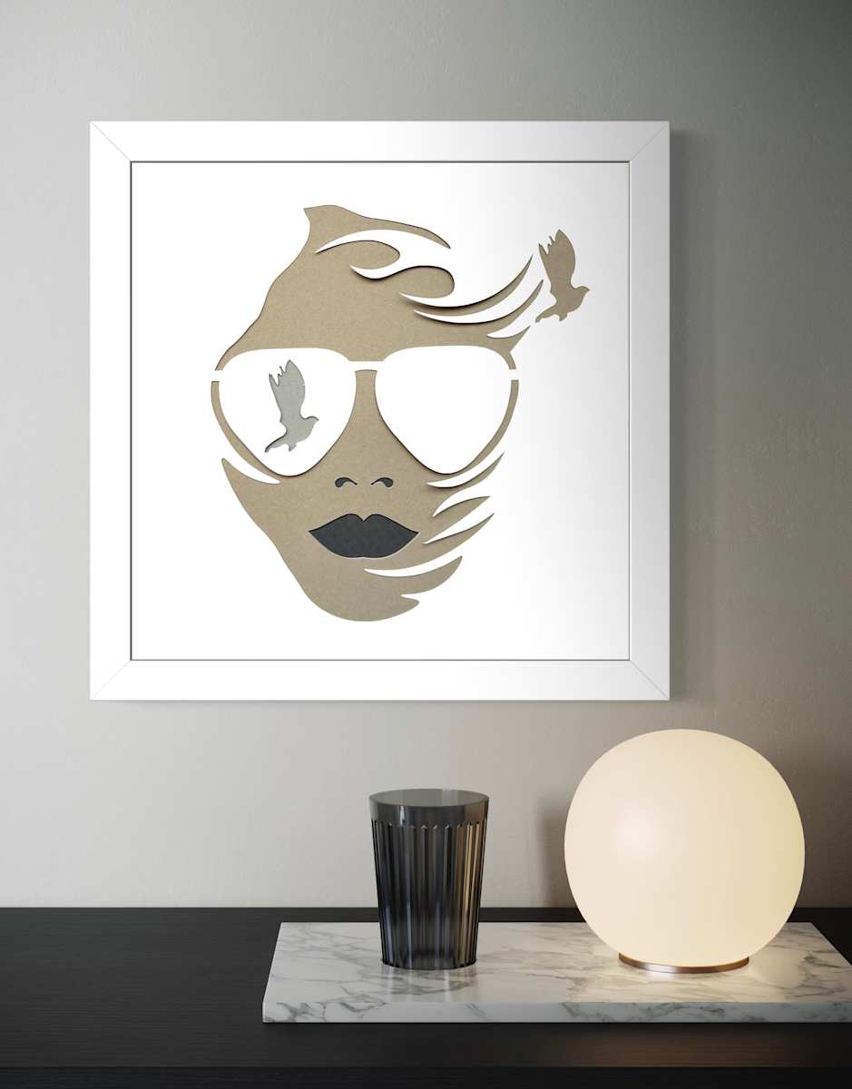 Release (Chalk) by Jessey Jansen  Image: 12 x 12 paper-cut collage in white frame 