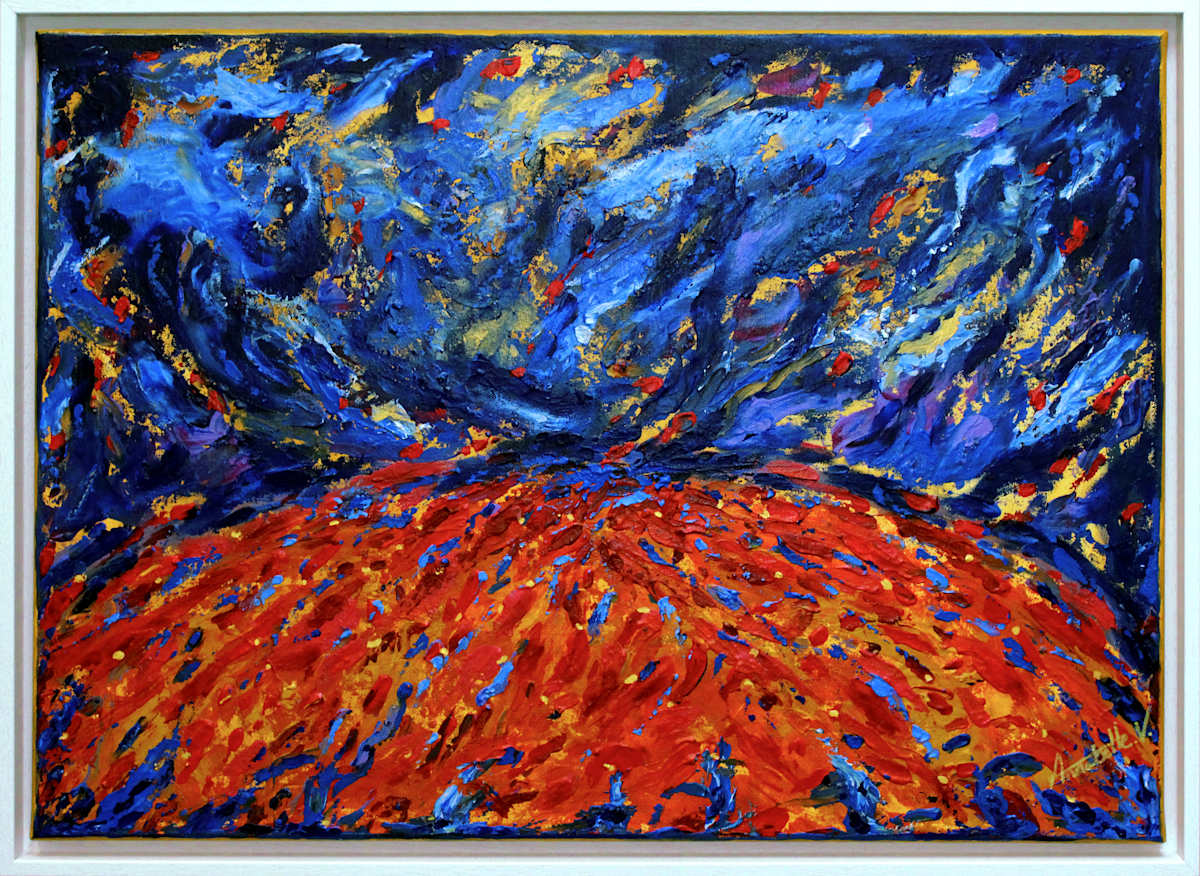 Dancing with fire under the midnight sky (raising awareness about global warming) by Annabelle Volpi 