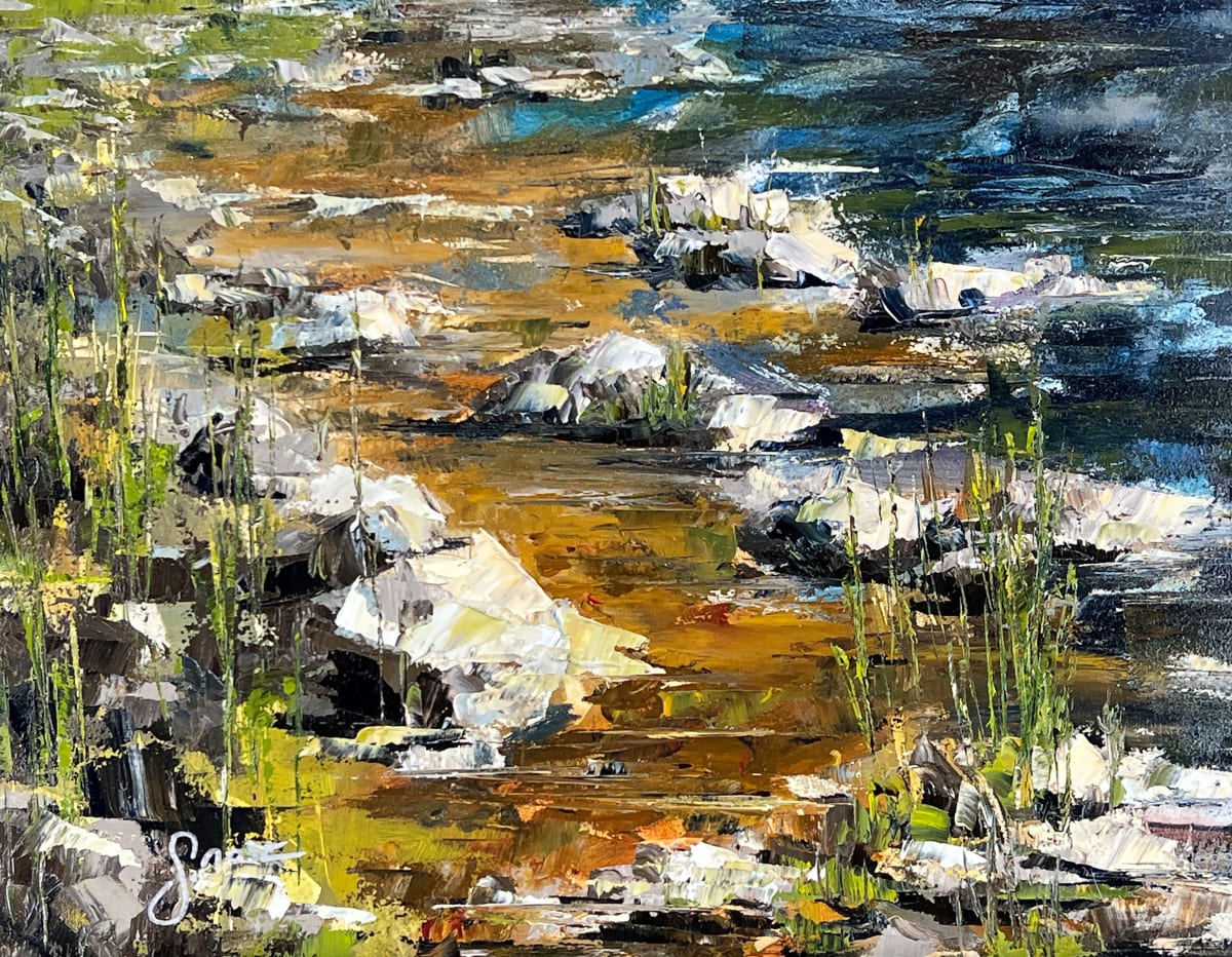 Mertensia Between the Bluebells  and Mud Creek by Scott Nost  Image: Painted En Plein Air in Farmington, NY
  
42°57'57.8" N
77°22'09.2" W