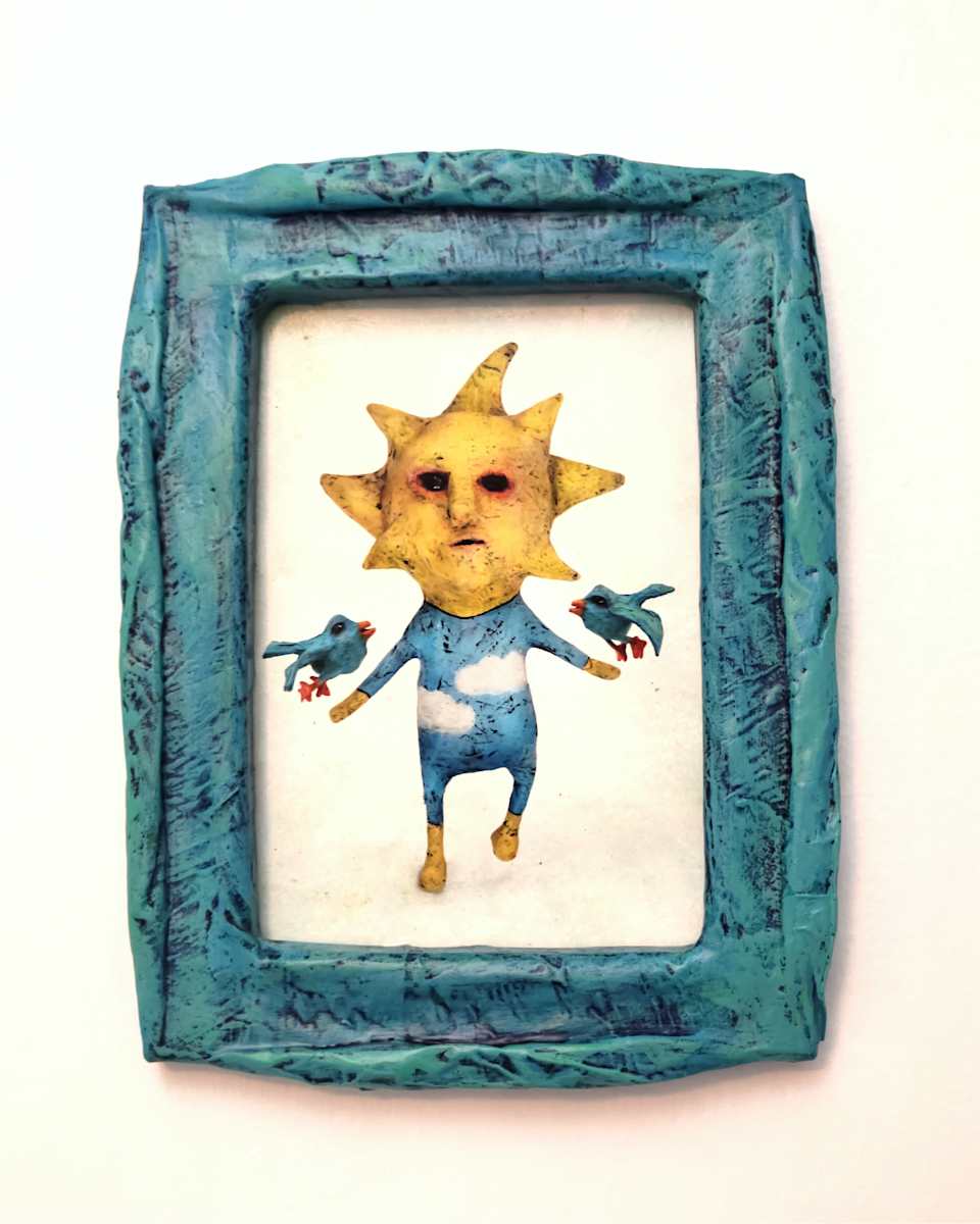 Dayz and her Bluebirds print in sculpted frame by ocasiocasa 