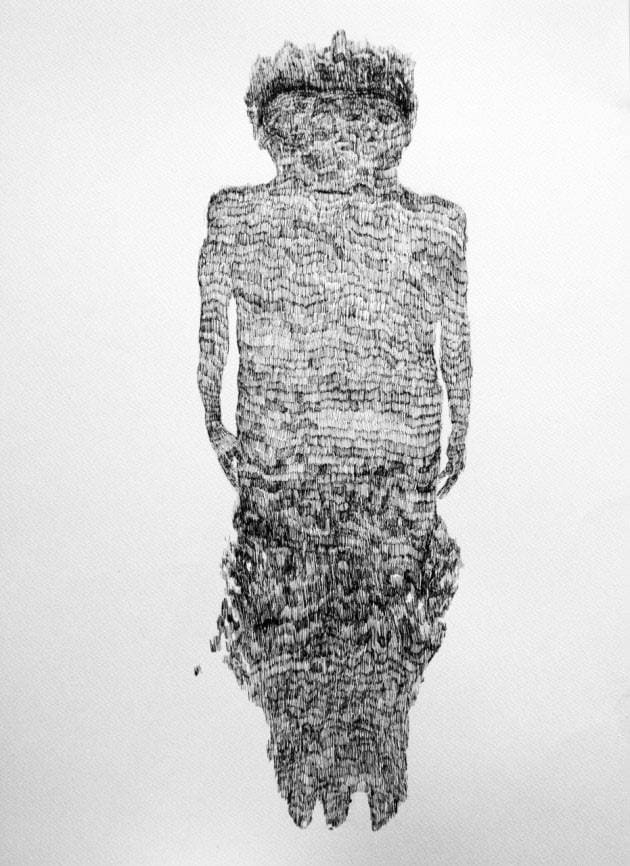 Escisión II by Rolando Monterrosa  Image: Para mí, este dibujo representa la división interna y la fragmentación emocional que pueden surgir no solo de la soledad, sino también de otras circunstancias como el estrés, el trauma y la incertidumbre. A través de esta pieza, quiero reflejar cómo estas experiencias pueden descomponer nuestra unidad interna y crear un conflicto profundo dentro de nosotros.
