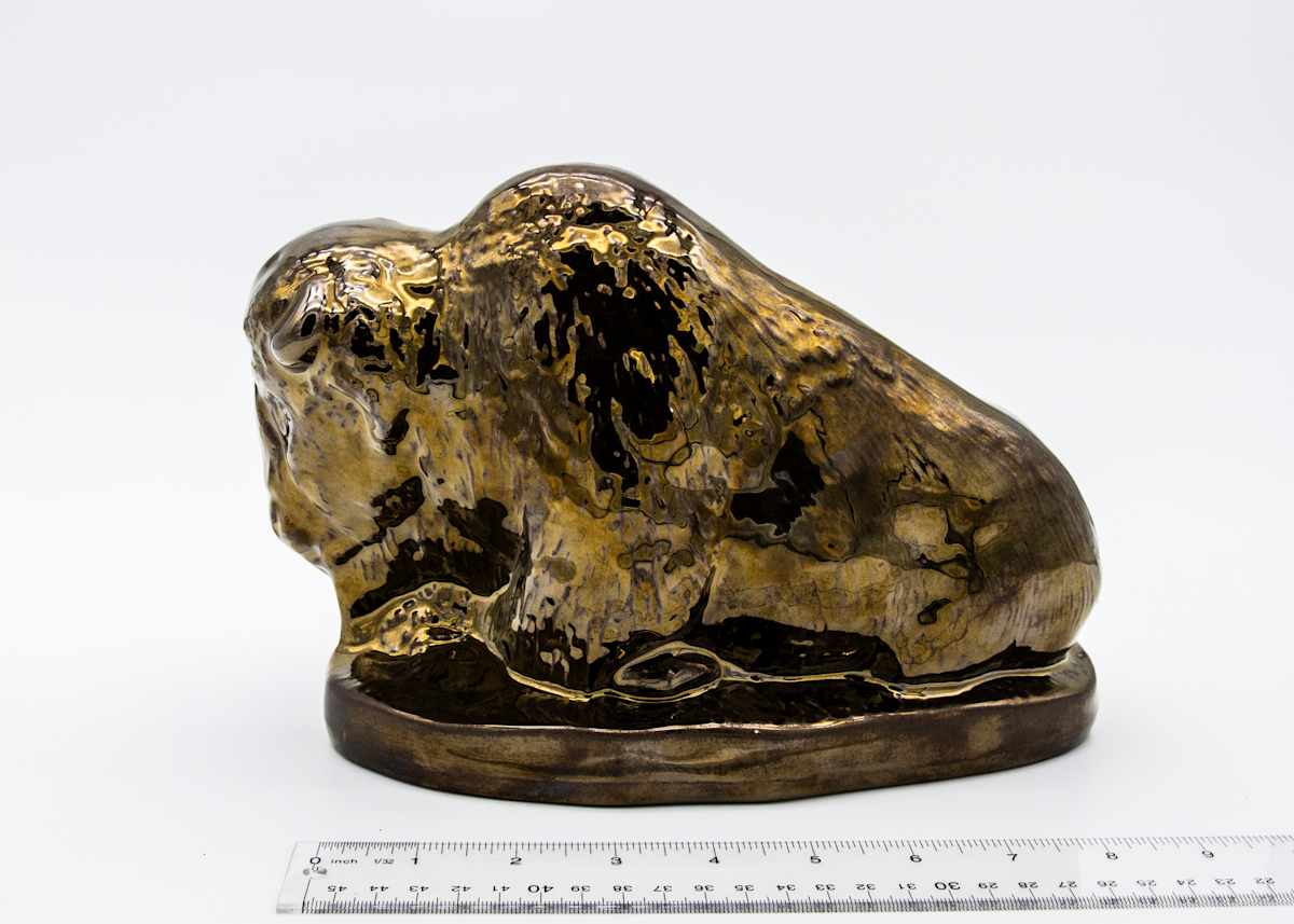 Metallic Bronze Drip Glaze Bison 