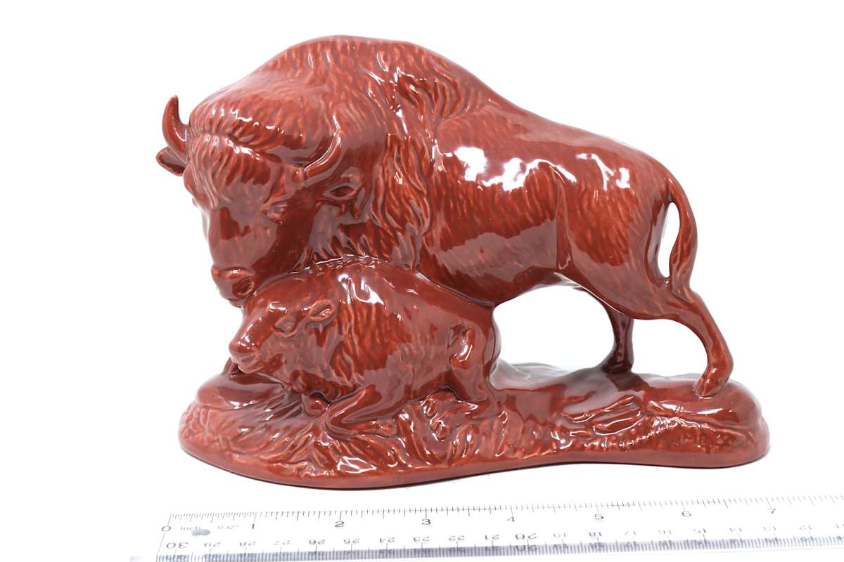 Atlantic Mold Red Bison Cow and Calf, Image 1.