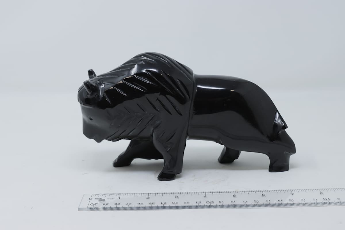 Black Stone Bison Carving, Image 1.