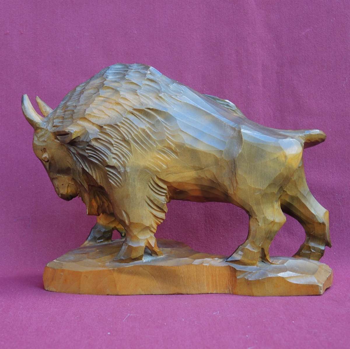 Hand-Carved Bison Soviet Ukraine by Demenchuk 