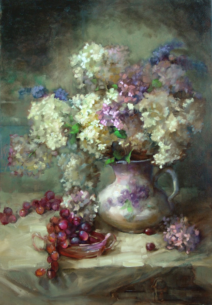 Soft white Hydrangeas by Barbara Schilling 