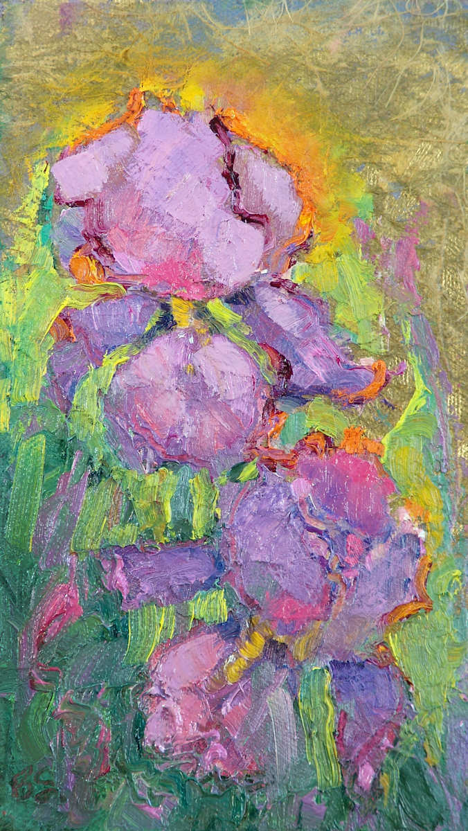Irises on Goldleaf by Barbara Schilling, Image 2.