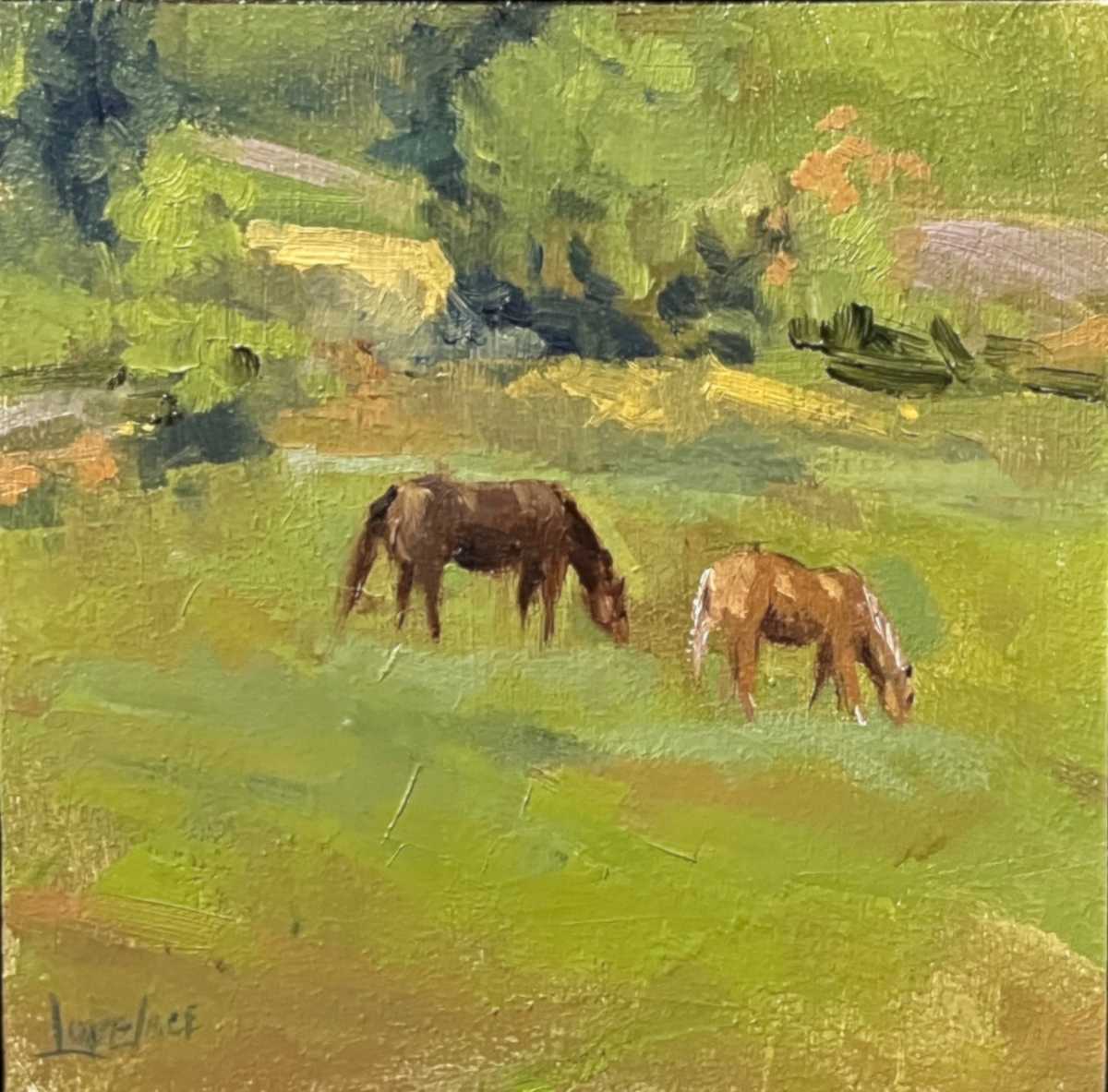 Grazing Horses by Deborah Lovelace Richardson 