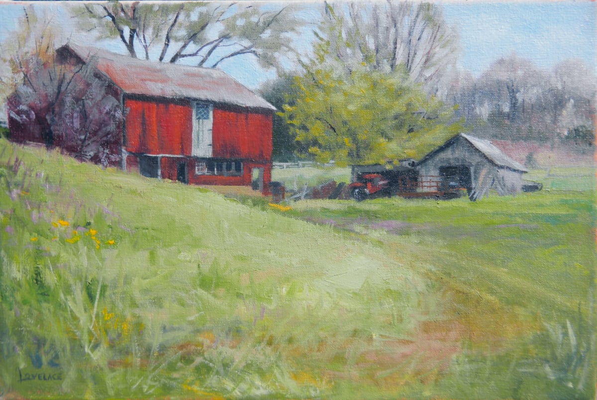 Red Barn In Spring by Deborah Lovelace Richardson 