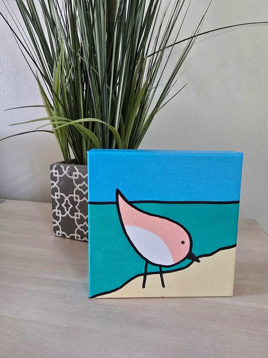 One Little Beach Bird 2 by Eileen Saunders  Image: Sweet little shorebird foraging along the waterline.