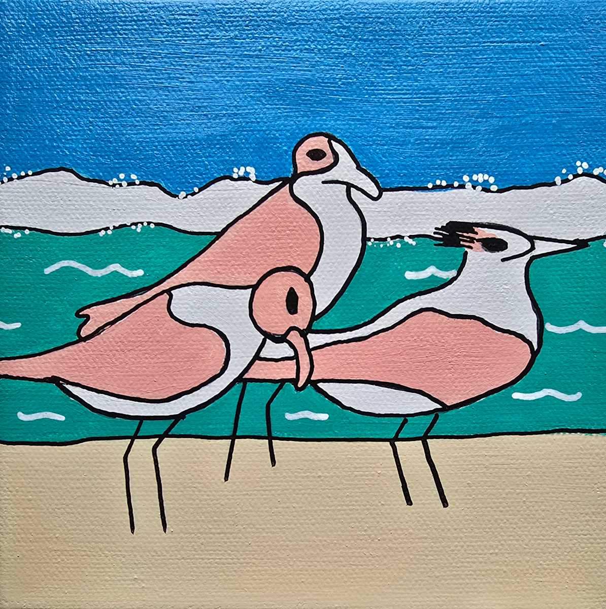 Two Gulls and a Tern by Eileen Saunders 