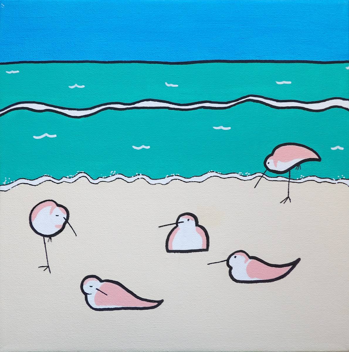 Resting Shorebirds by Eileen Saunders 