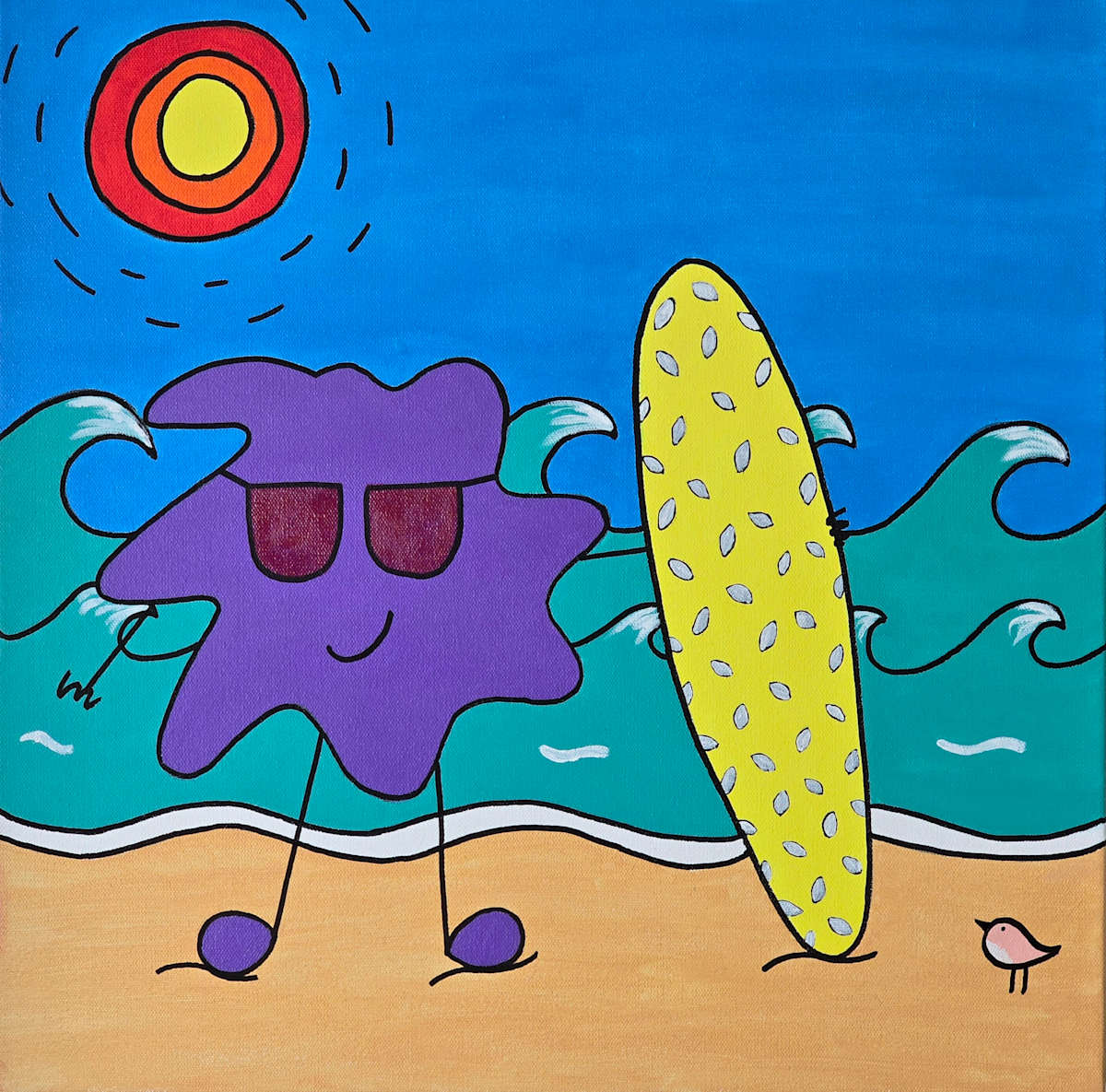 Let's Go Surfing by Eileen Saunders  Image: 20x20 painting