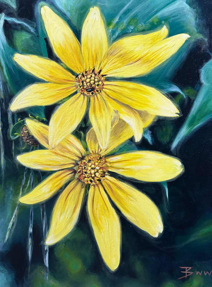 Woodland Sunflowers by Beth Walldorf 