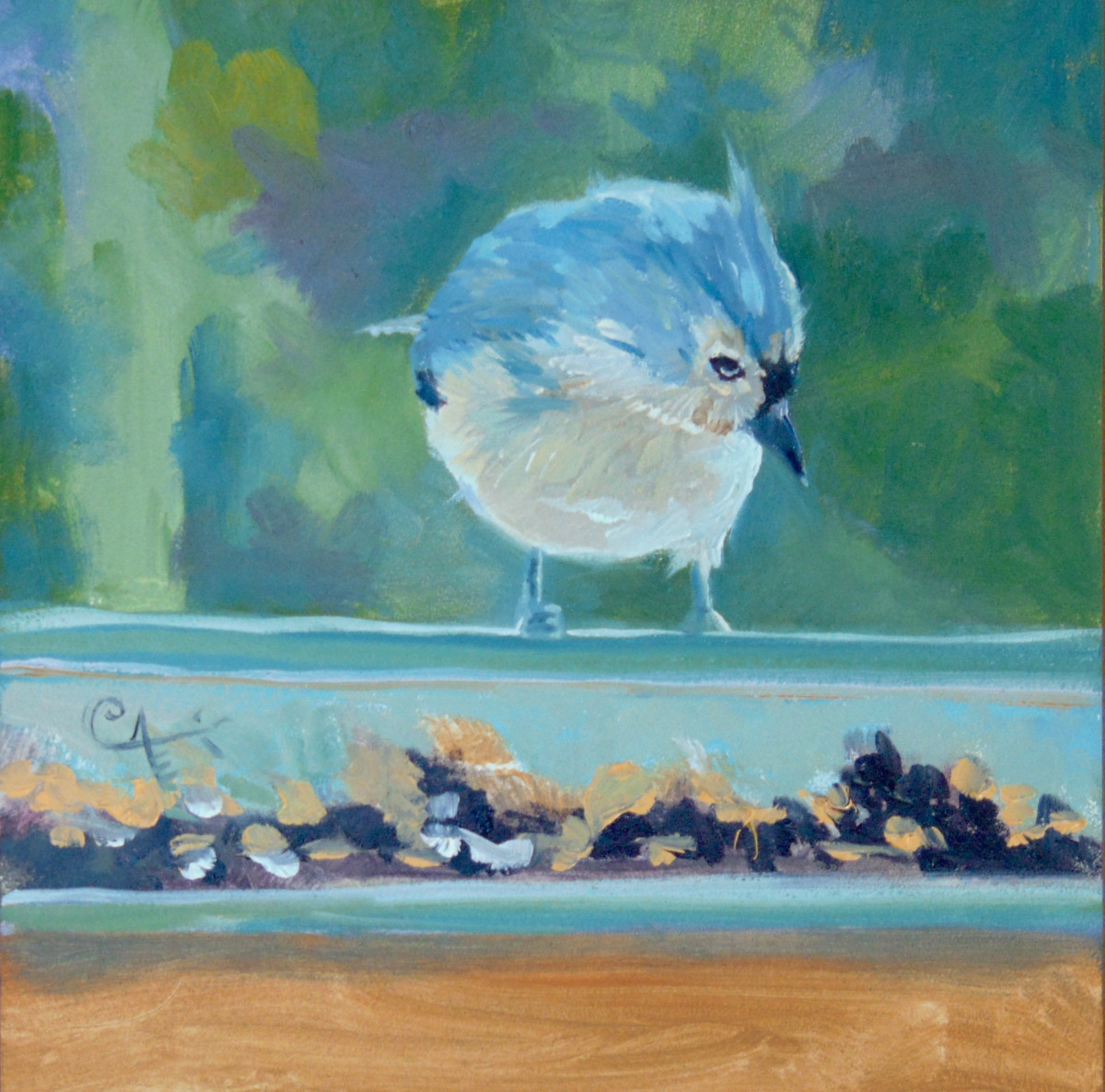 Lunch at the Pie Plate Feeder I by Catherine Kauffman 