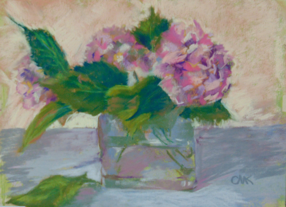 Hydrangeas in a Square Vase by Catherine Kauffman 