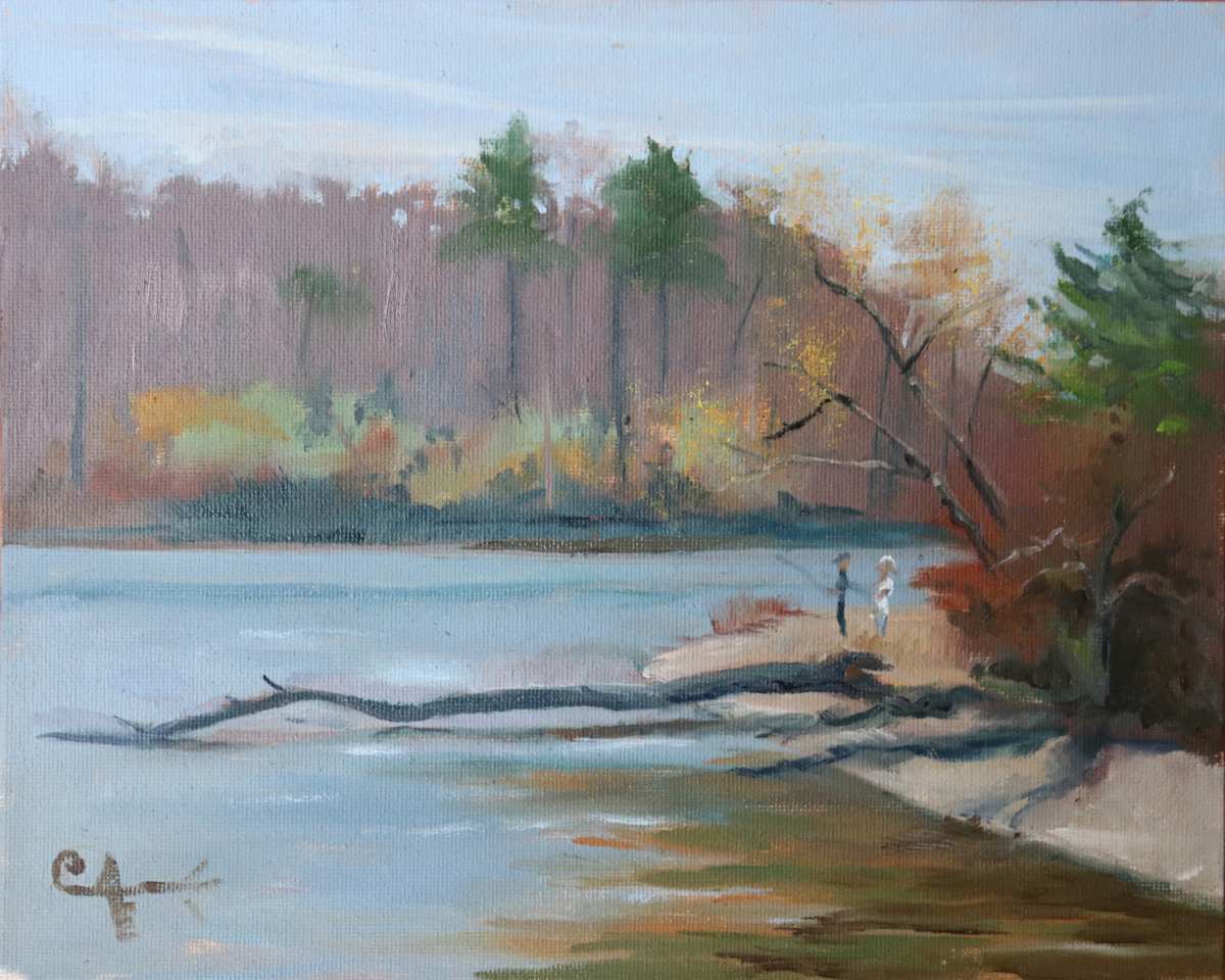 Fishing at Cat Point Creek by Catherine Kauffman, Image 1.