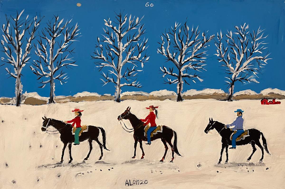 60 - Three Horse Riders by Alonzo Clemons, Image 1.