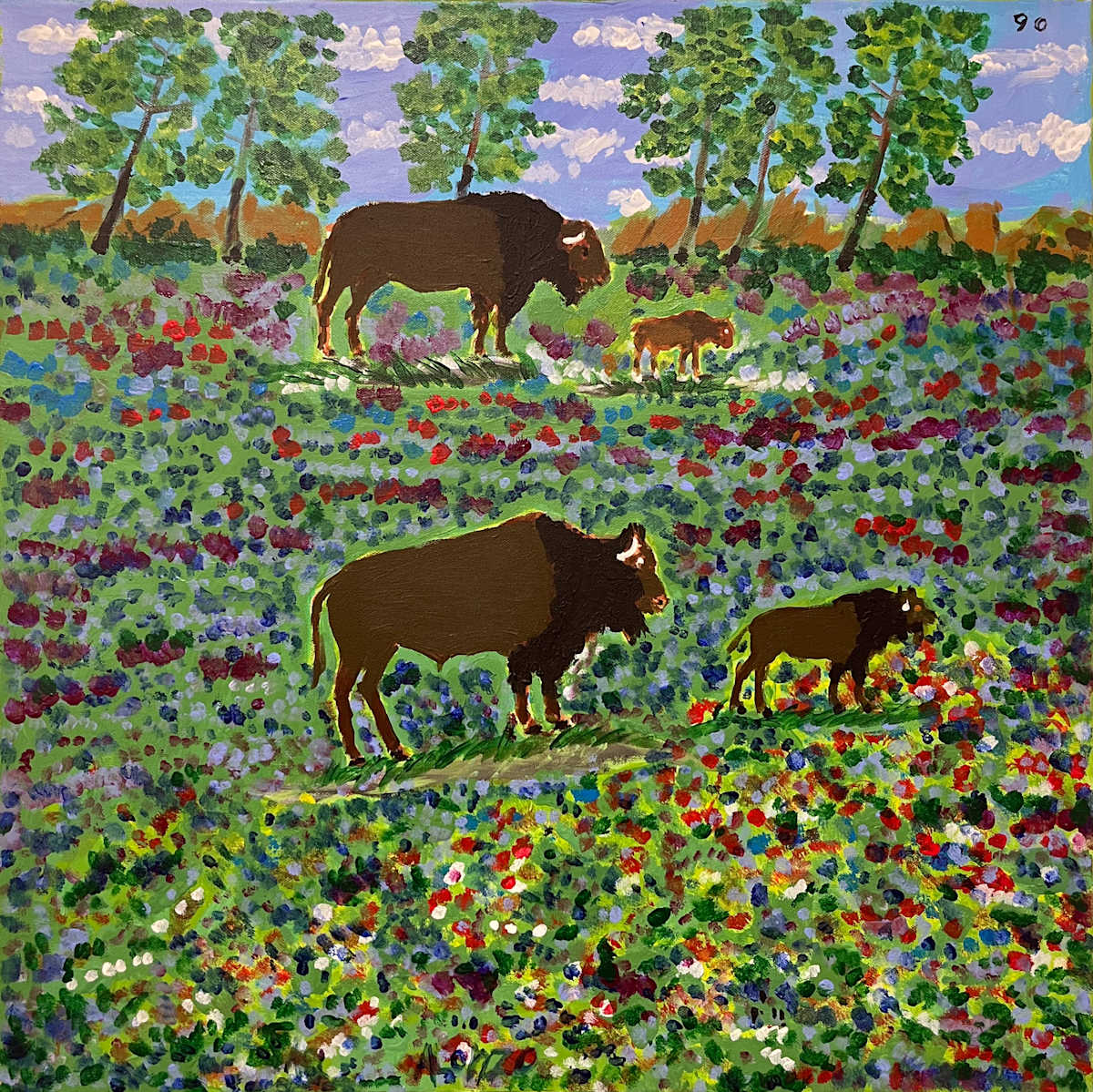 90 - Four Buffalo by Alonzo Clemons, Image 1.
