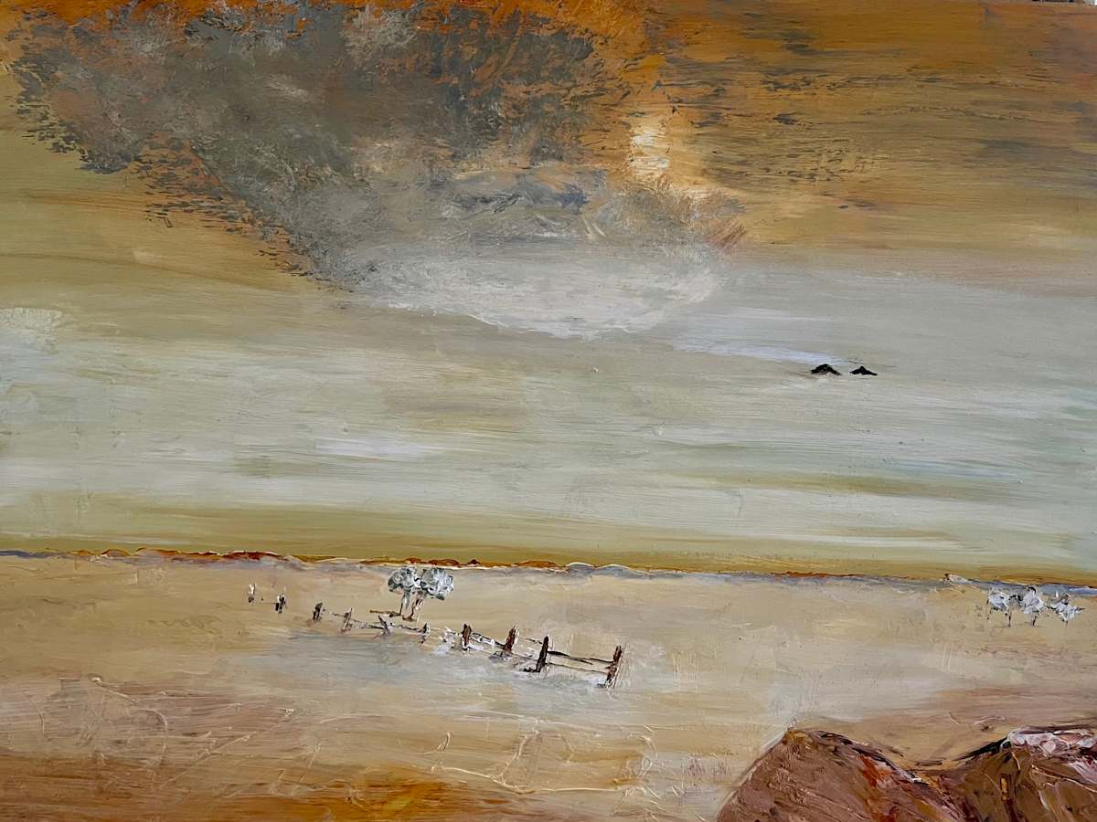 Crows, wind and fence by Ian Collins 