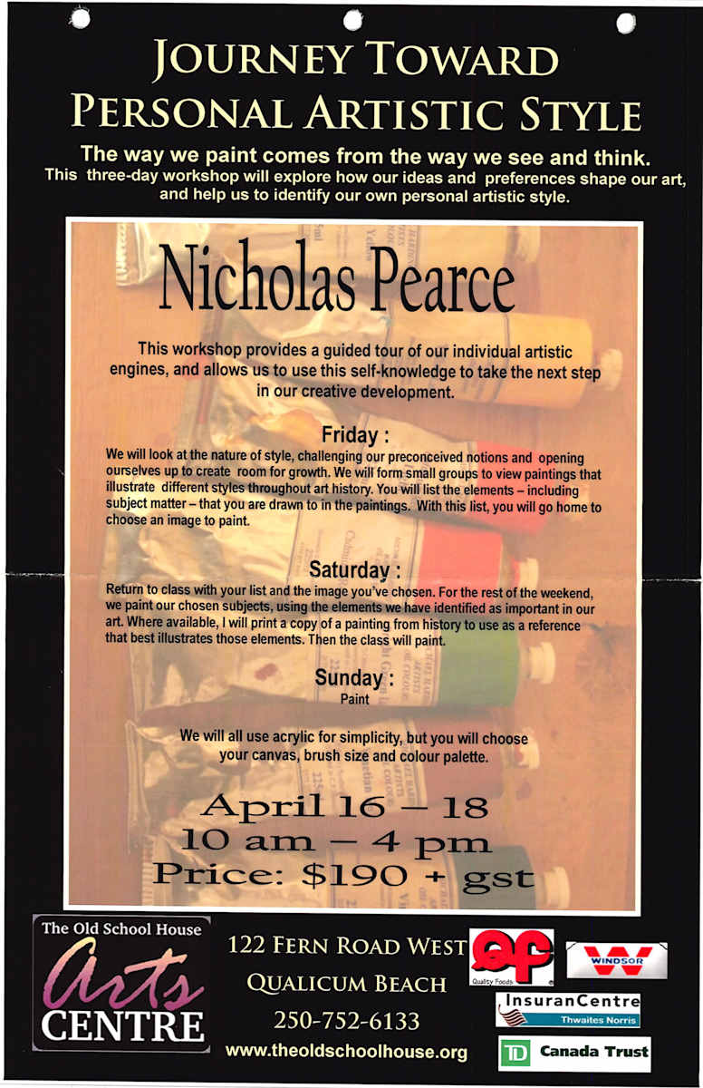 Education Classes and Workshops #2  Image: ED.0000.04.G Journey Toward Personal Artistic Style- Nicholas Pearce