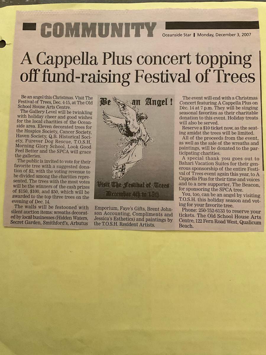 A Cappella Plus concert topping off fund-raising Festival of Trees by A Cappella Plus  Image: See multiple images