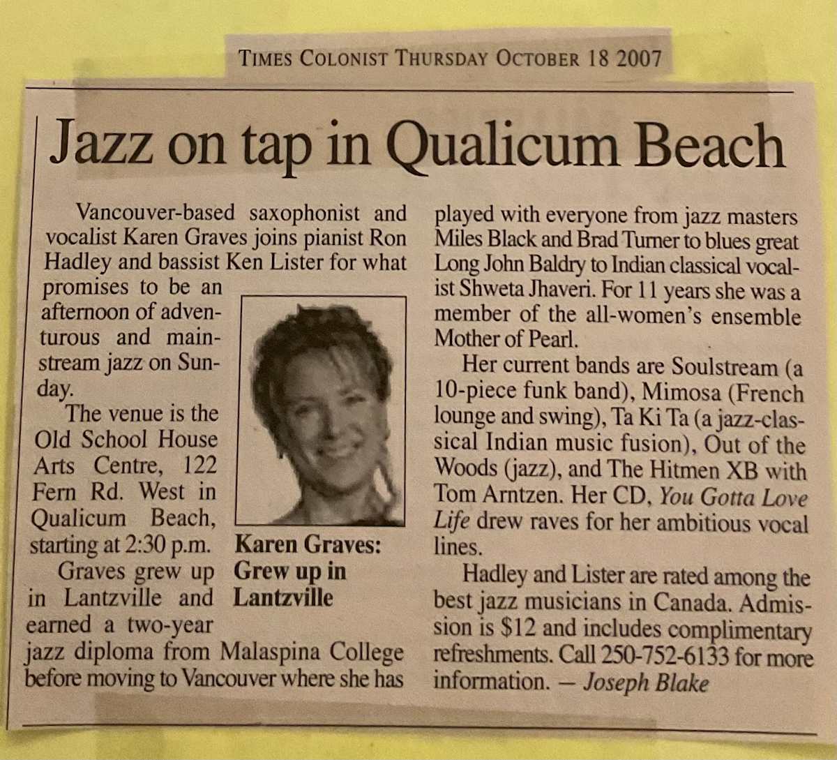 Jazz on tap in Qualicum Beach by Ron Hadley, Ken Lister, Karen Graves 