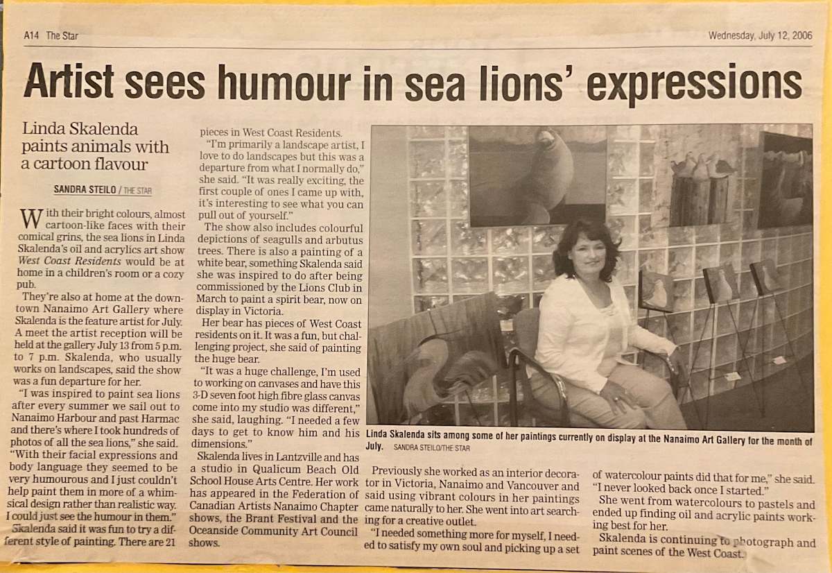 Artist see but our in sea lions’ expressions by Linda Skalenda 