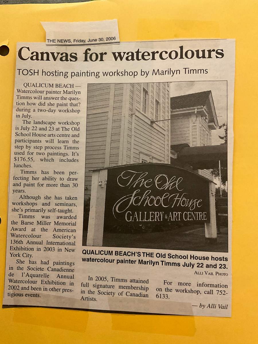 Canvas for watercolours by Marilyn Timms 