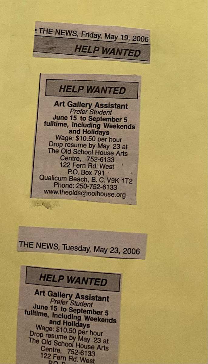 Help Wanted Art Gallery Assistant, Image 1.