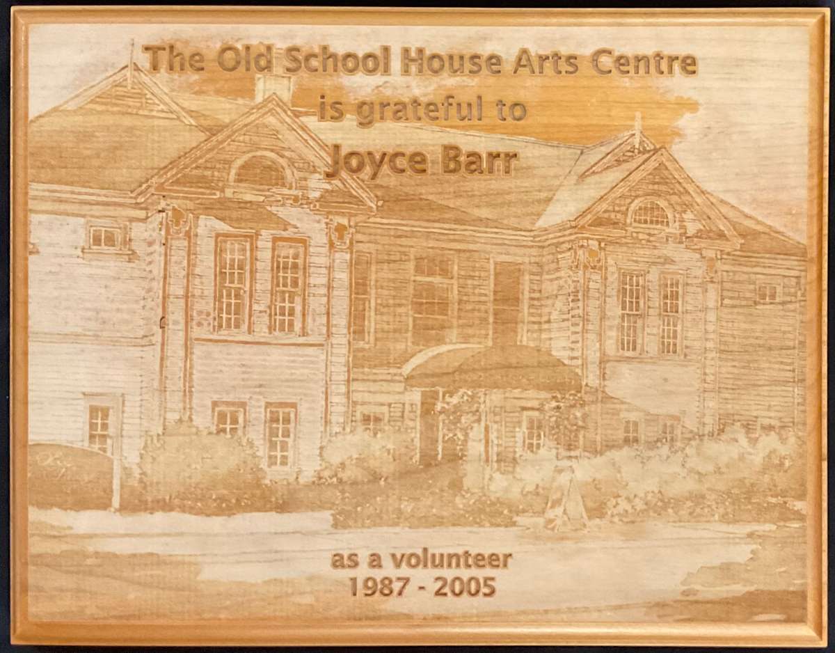 Volunteer Plaque - Joyce Barr by Joyce Barr 