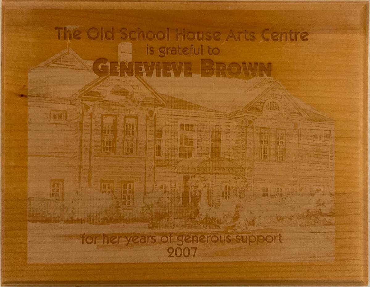 Donation Plaque - Genevieve Brown by Genevieve Brown 