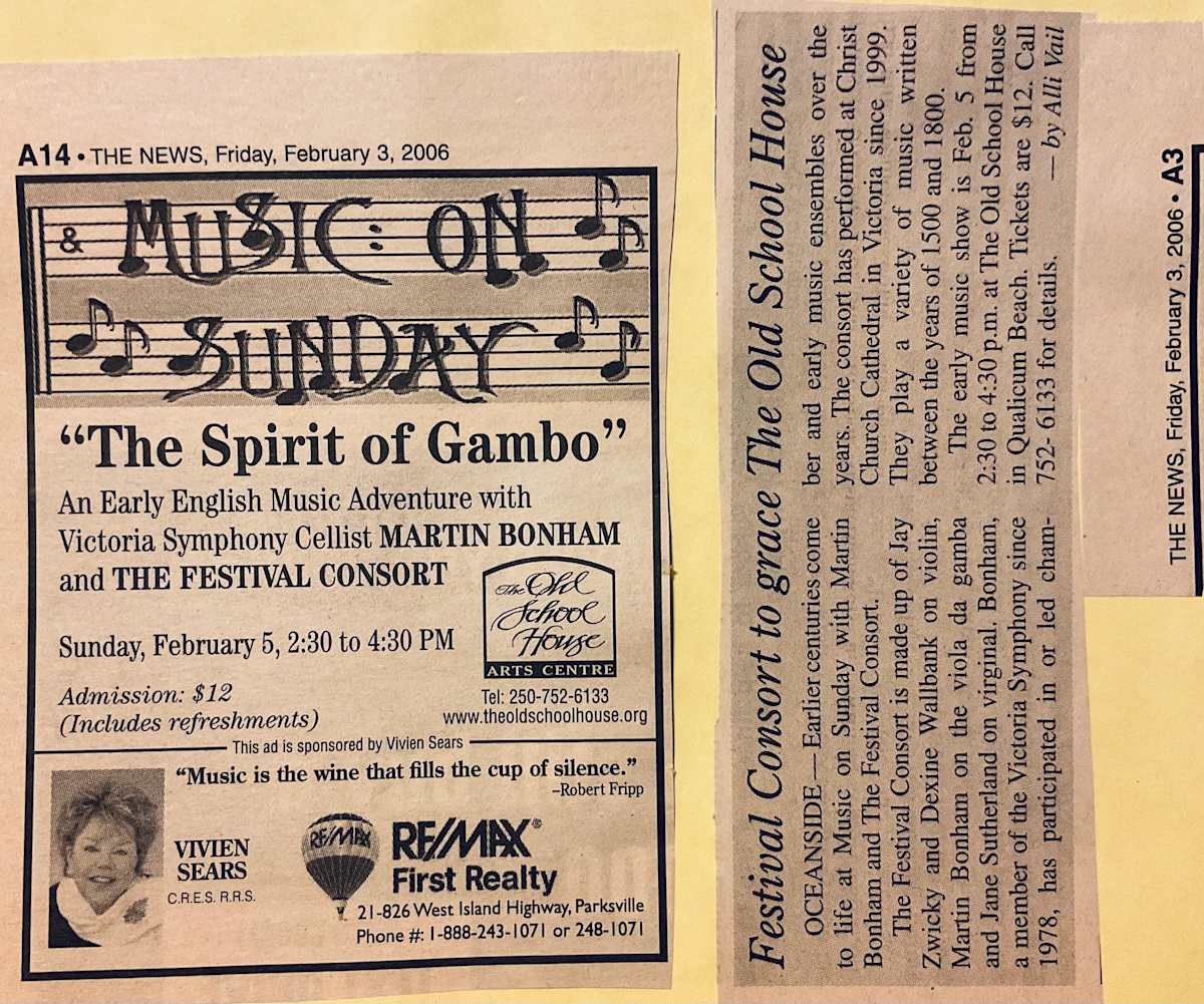 Festival Consort to grace The Old School House by Martin Bonham, Jay Zwicky, Dexine Wallbank, Jane Sutherland 