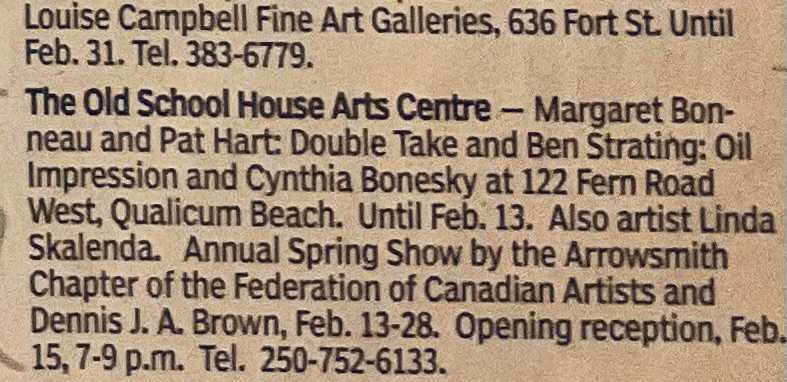 TOSH Exhibits Feb 2006 by Margaret Bonneau, Pat Hart, Linda Skalenda, Ben Strating, Cynthia Bonesky, Dennis Brown 