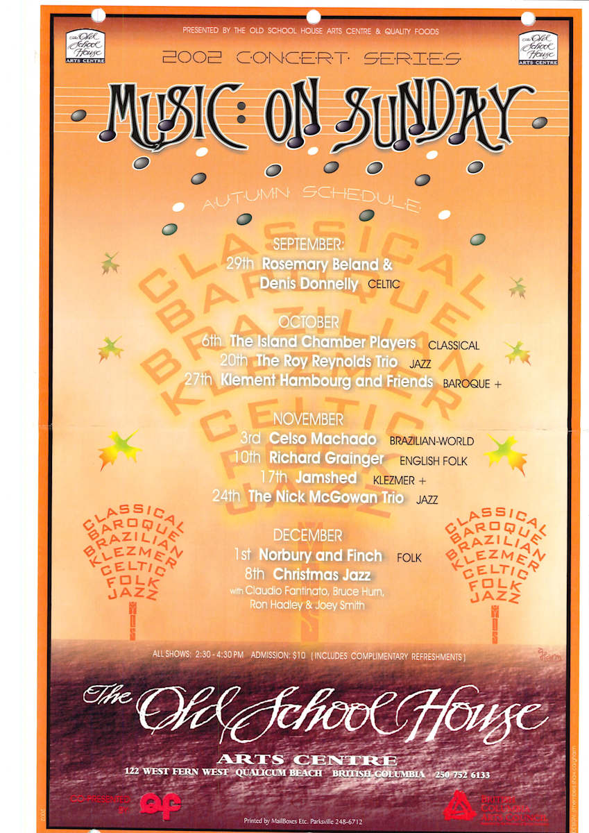 Music on Sundays September to December Multi-Year  Image: View pdf document to see all pages at https://www.artworkarchive.com/profile/tosh/artwork/music-on-sundays-september-to-december-multi-year