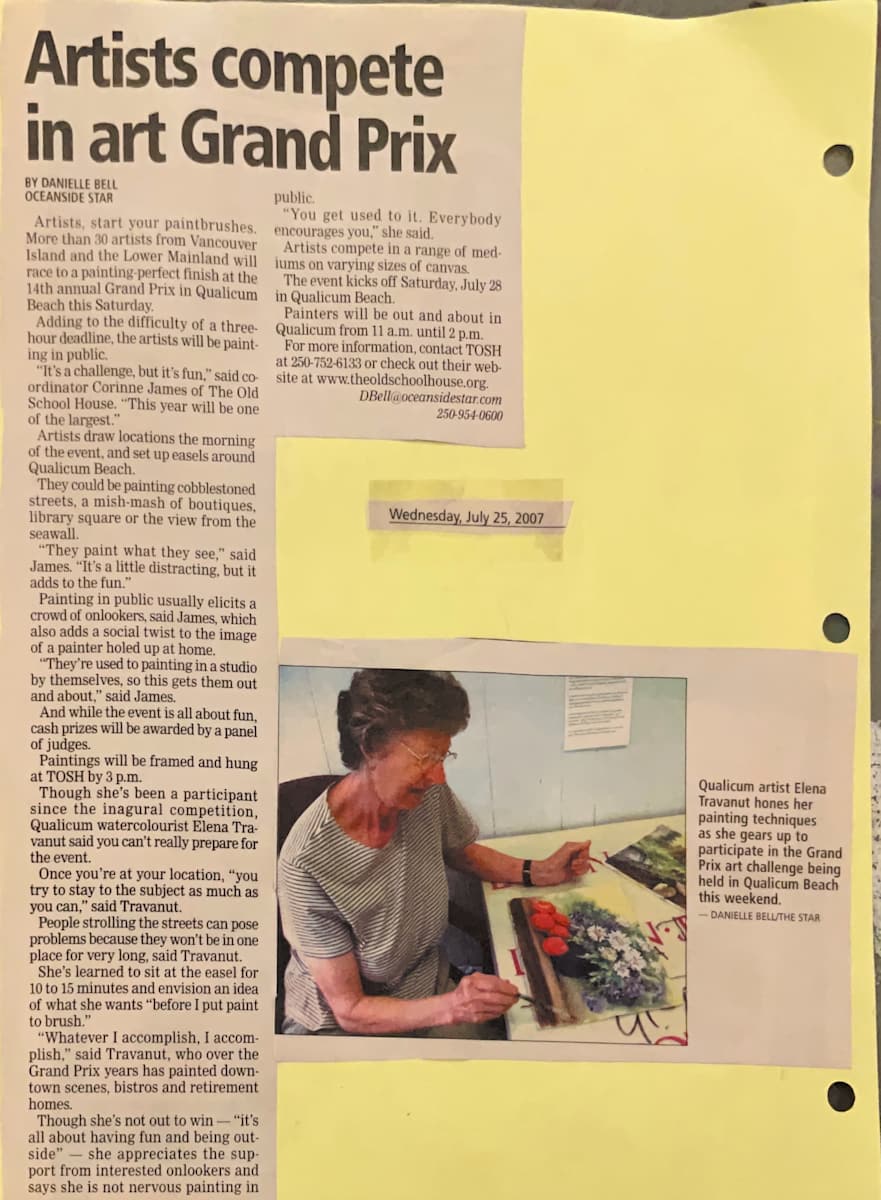 Artists Compete in art Grand Prix by Corinne James, Elena Travanut 