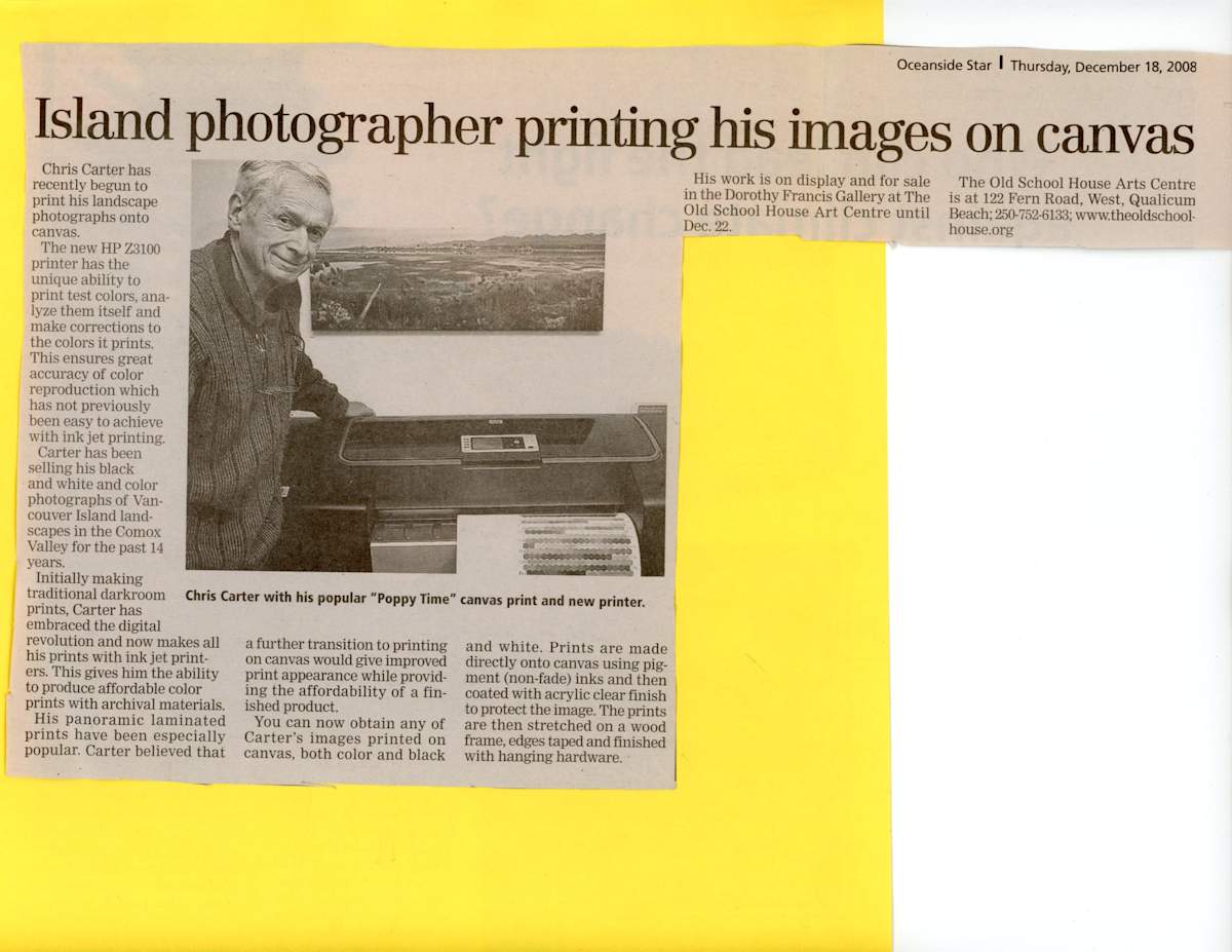 Island Photographer printing his images on canvas by Chris Carter 