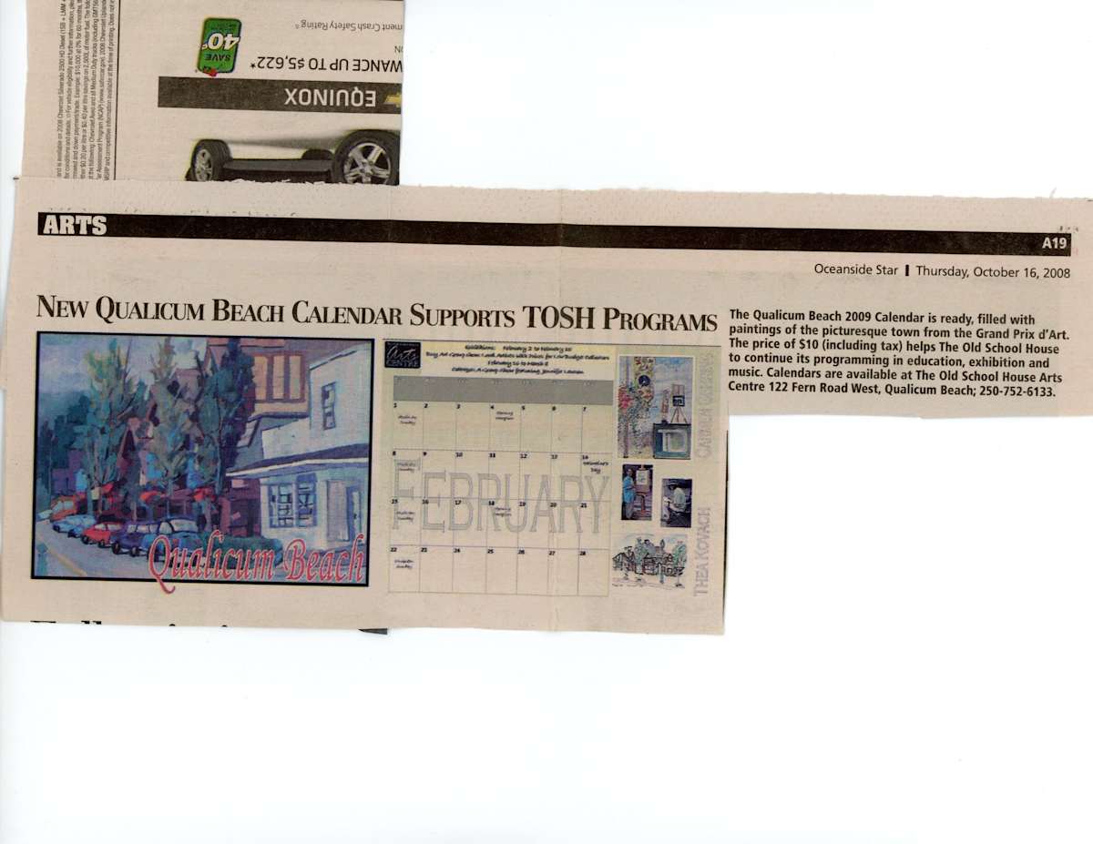 New Qualicum Beach Calendar Supports TOSH Programs - 2008 