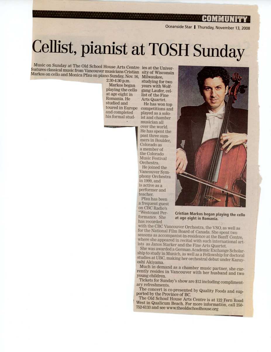 Cellist, pianist at TOSH Sunday - 2008 by Cristian Markos, Monica Pfau 