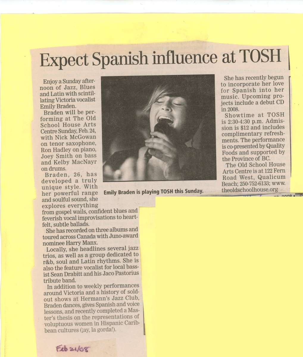 Expect Spanish influence at TOSH by Emily Braden, Ron Hadley, Kelby MacNayr, Nick McGowan, Joey Smith 
