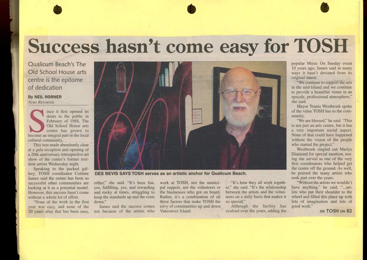 Success hasn't come easy for TOSH / TOSH sets Qualicum Beach apart by Marlys Diamond, Jean Grant Horner, Carmen Mongeau, Des Bevis, Mike Wansink  Image: see multiple images