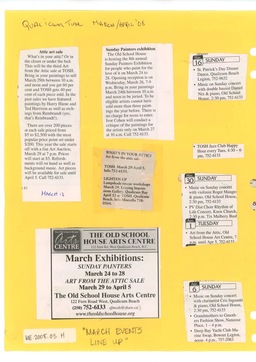 March Events Line-up 2008 by Ted Harrison, Harry Heine 