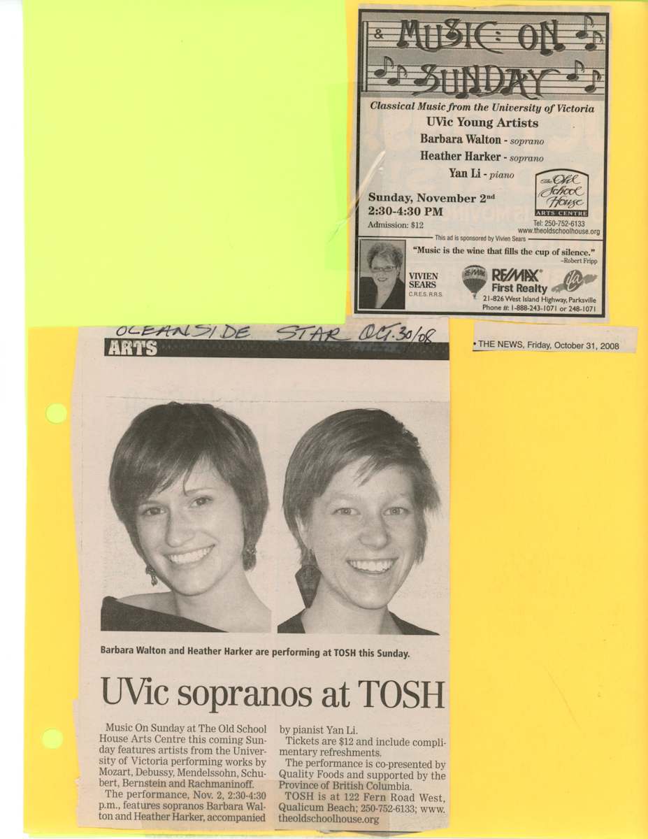 UVIC Sopranos at TOSH - 2008 by Barbara Walton, Heather Harker, Yan Li 