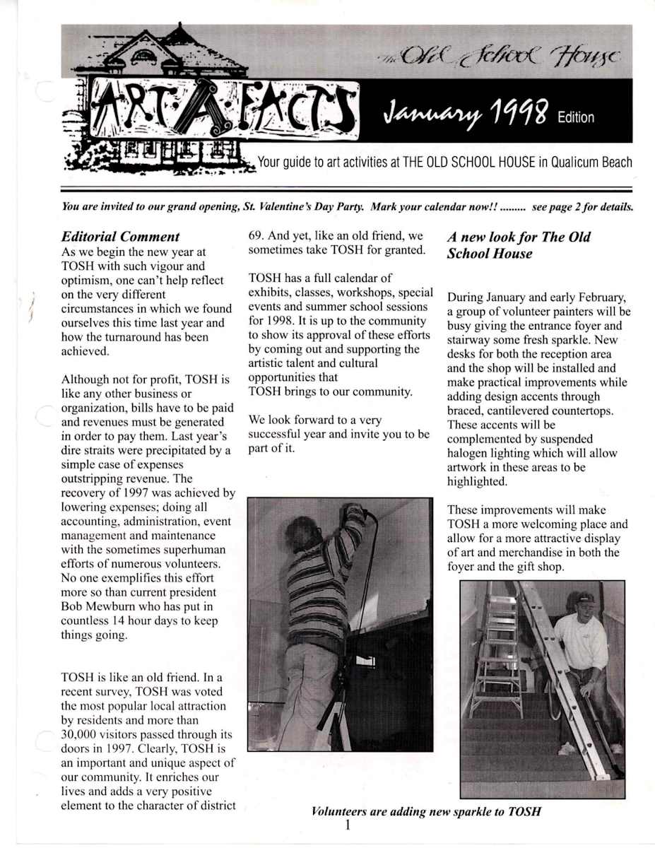 Newsletters 1996: Art in Action and 1998: Art-A-Facts by Mary Leigh Campbell, Dan Gray, Gerda Hofman, Nancy Kruyt, Deborah Maddocks, Anne Marie Veale, Larry Stubbins, Don Mervin, Chris Warren, Shirley McGill, Lyndsay Gibbons, Doug Folkins, Dianne Upper, Bill Rhone, lou Roelofsen, Jesi Barron, joyce burns, Marguerite Stevens, June Boggs, Bob Hunt, Larry Lewis, bill grant, Roger Schrameyer, Rose-Marie Winsby, Bud Tillotson, penny Antifave, Jill gooden, Martin Bradpiece, Audrey Cameron, Dorothy Francis, Pauline Pike, Evelyn Scott, Marge Campbell, Charolette Campbell, Bruce Cryer, Gwen Curry, Carol Frank, Jane Garcia, Lenore Hellum, Kiff Holland, Joyce Kamikura, Renee Wilson, Bill Luchtmeijer, Wendy Saville Wilkes, Bonnie Klein, Frank Sudol, Muriel Patterson, Wendy Robson, Louise Slobodan, Gail Rankin, Mary Peake, Dave Sheppard, Gill Kanachowski, Flo Peel, Susan Murrell, Mary Effa, Larry Aquilar, Hugh Carter, Marjorie Gueho, Yvonne Hooper, Nancy Kruyt, Jason Marlow, Bob Mewburn, Deanne Pilchak, Cheryl Rimmer, Edna Wood, Marlys Robinson, Carole Goodwin, Wilma Richardson, Ray Ludford, Doris Ritchie, Joan O'Ryan, Sally Chard, Linda Reid, Marlyn Swail, Dixie Deans, Deborah Maddocks, Darlene Kellett, Ruth MacKenzie, Bryan Kanarens, Daphne Kellett, William Allister, Colleen Butcher, Frank Gough, Ted Jolda, Horst Lowell, Tom McIver, Edie Miller, Carmen Mongeau, Keith Smith, Sheila Steele, Elsemarie Wilson, Naomi Cairns, Dale McEwan, Larry Jacobson, Stan Hagen, Daniel Lapp, Susan Minchin, Dixie Deans, Don Emerson, Norma Emerson, Rosemarie Gall, Pat Hart, Bill McKibbin, Brad Wylie, William Allsister, Graeme Shaw, Sherry Lee, Mehdi Naimi, Loraine Veysey, Des Bevis, Dan Gray, Pat Holland, Lynn Orriss, Fred Peters, Isabelle Sevrsain, Wanda Ashmore, Gina Harris, Isabelle Marchand, Robin La Pleur  Image: Open PDF documents to view the full newsletters at https://www.artworkarchive.com/profile/tosh/artwork/newsletters-1996-art-in-action-and-1998-art-a-facts