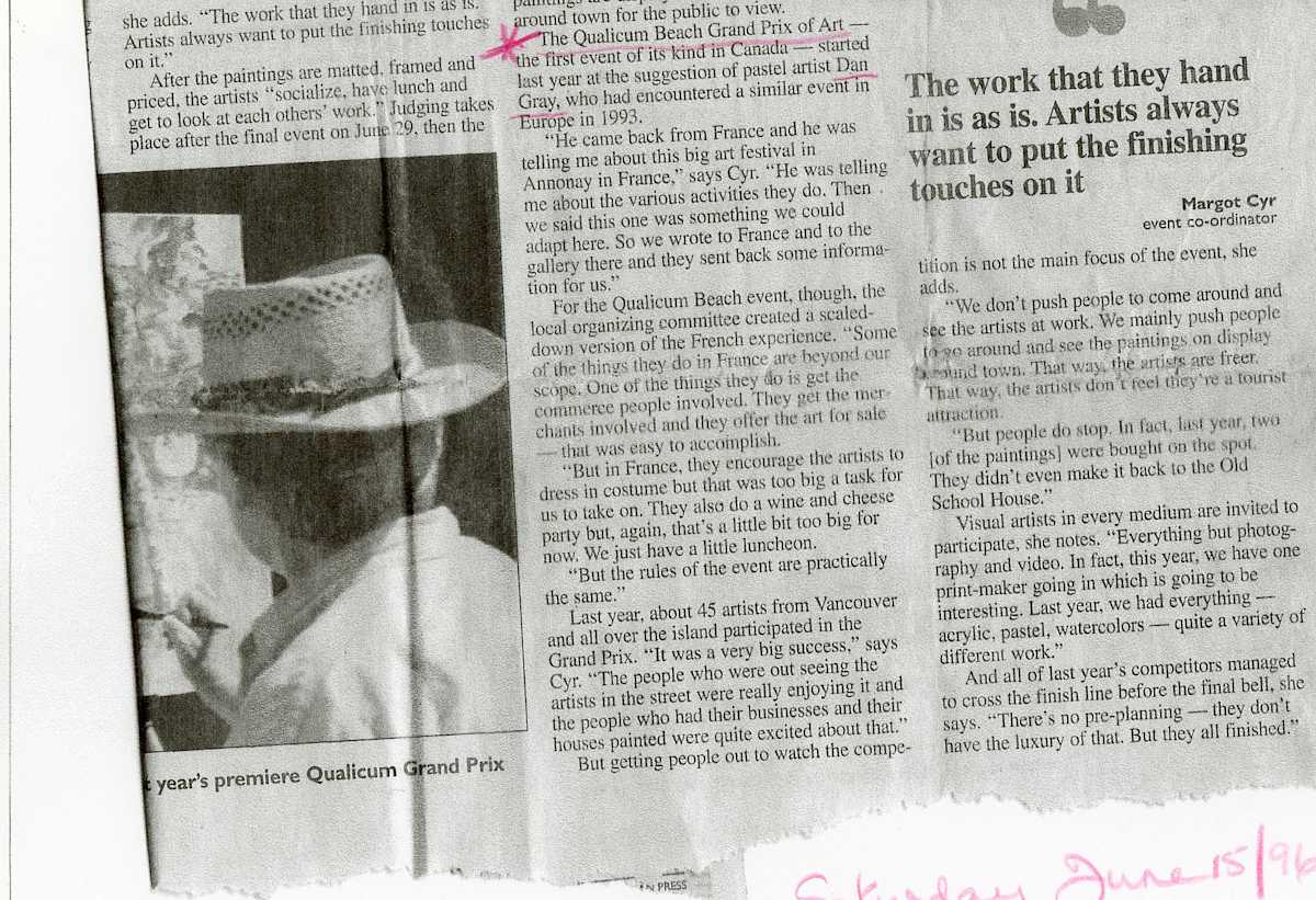 Pauline Pike personal archives 1996 by Dan Gray  Image: Qualicum Beach Grand Prix of Art June 1996