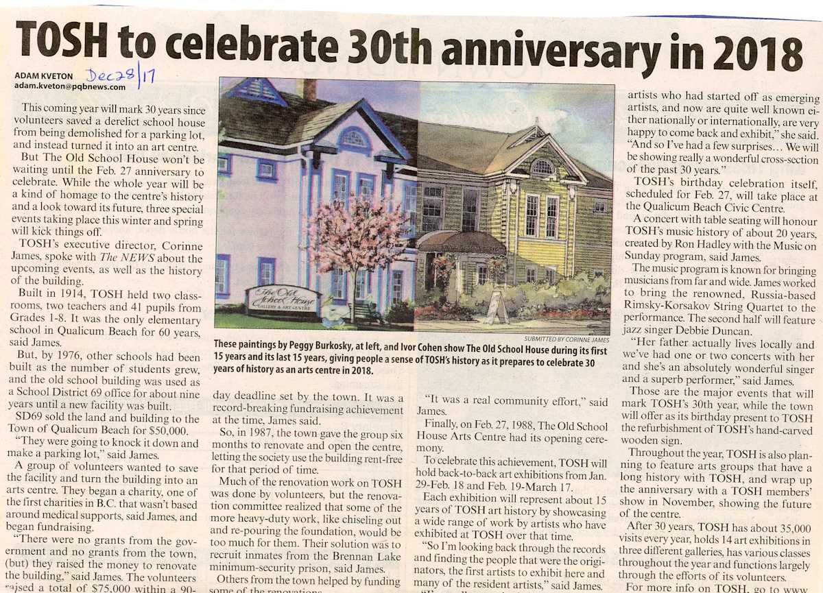 Pauline Pike personal archives 2017 by Peggy Burkosky, Ivor Cohen, Debbie Duncan, Ron Hadley, Rimsky-Korsakov String Quartet  Image: TOSH to celebrate 30th anniversary in 2018