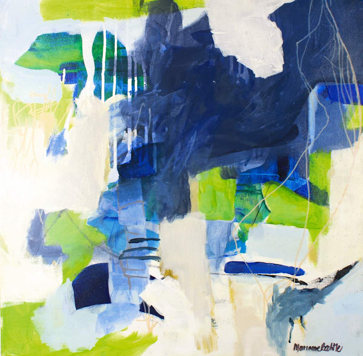 Brainwave by Marianne Bechtle  Image: 24" x 24" Acrylic, Cold Wax on Canvas 